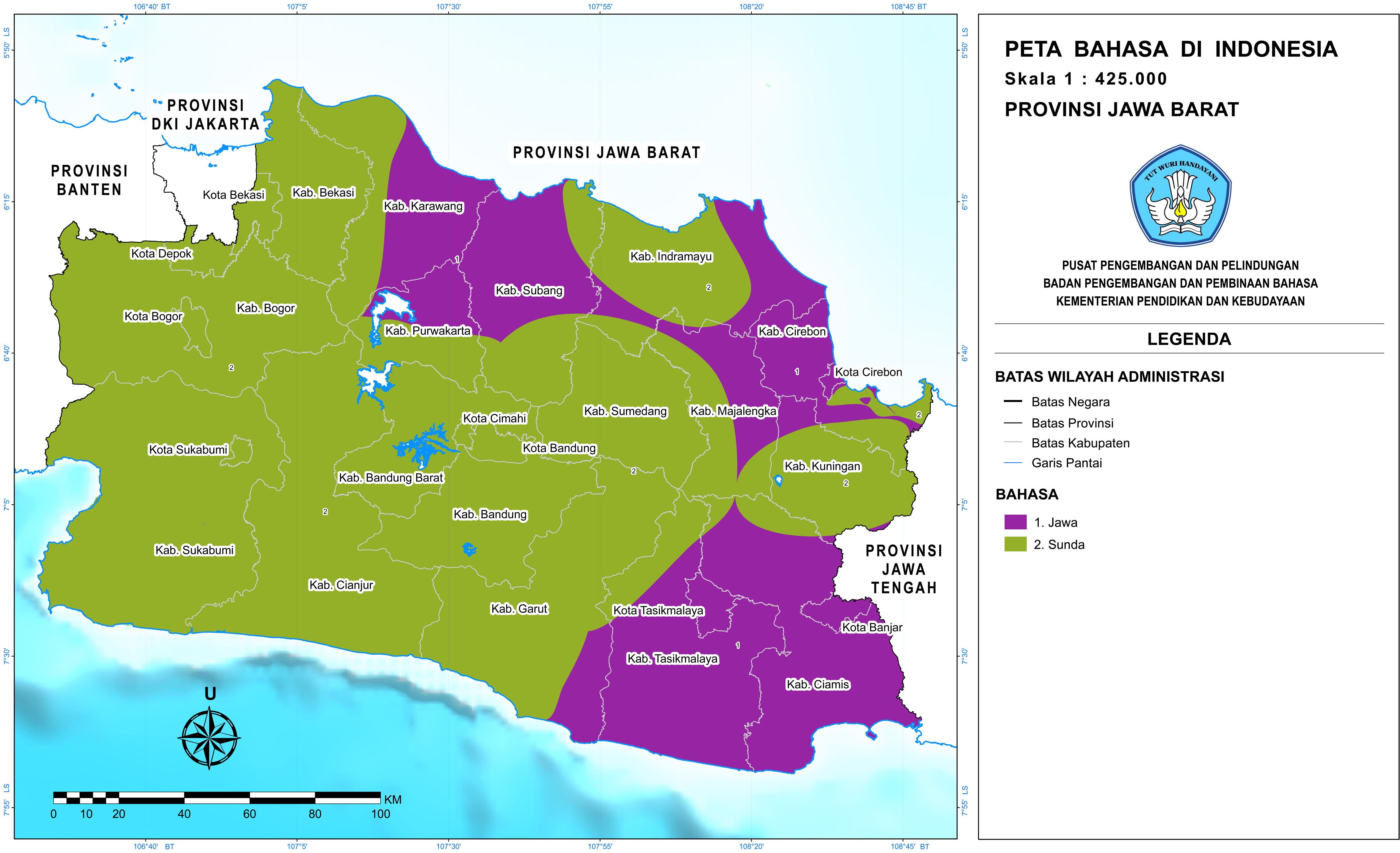Provinsi Jawa  Barat  Peta  Bahasa
