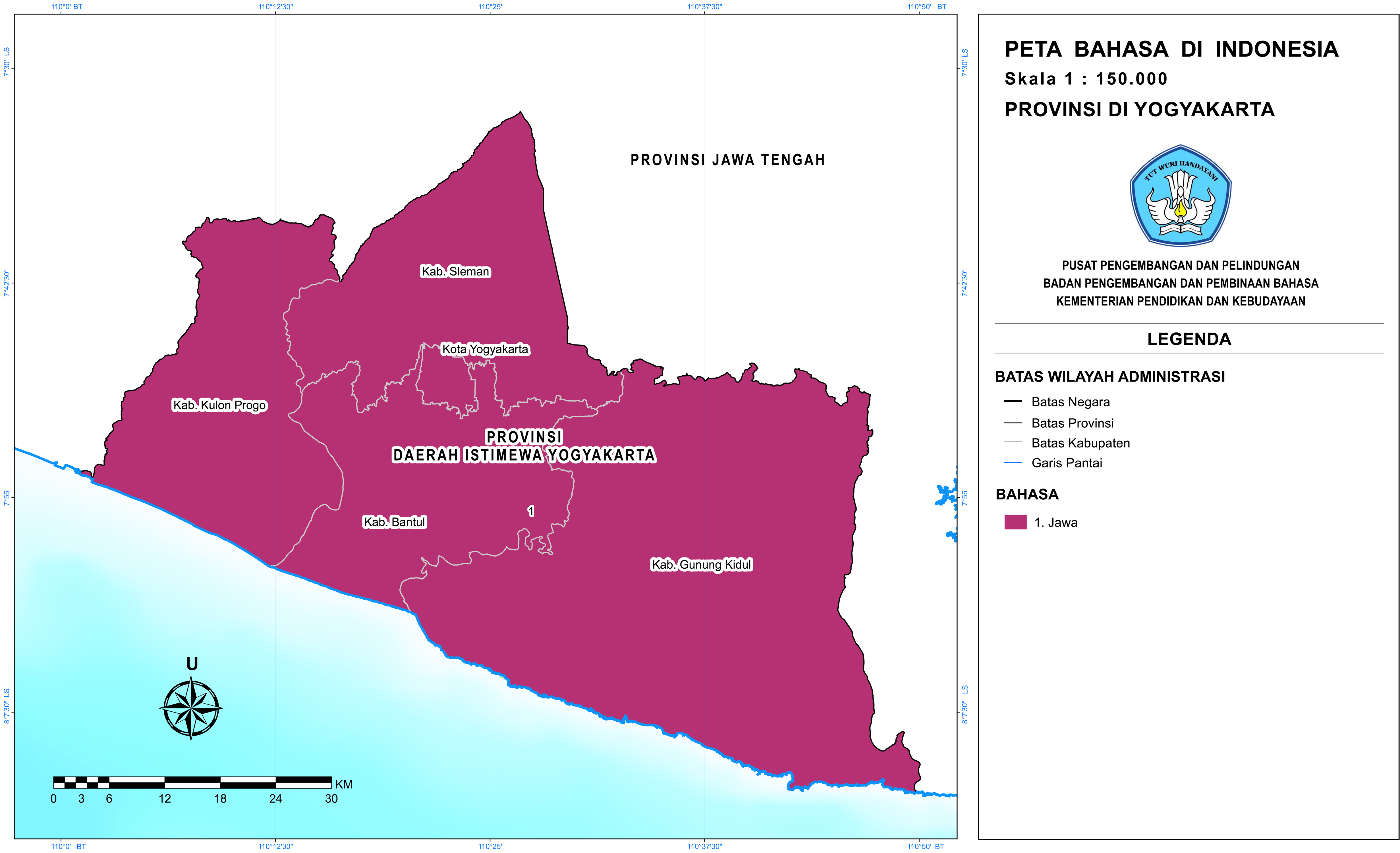 Provinsi Daerah Istimewa Yogyakarta Peta Bahasa